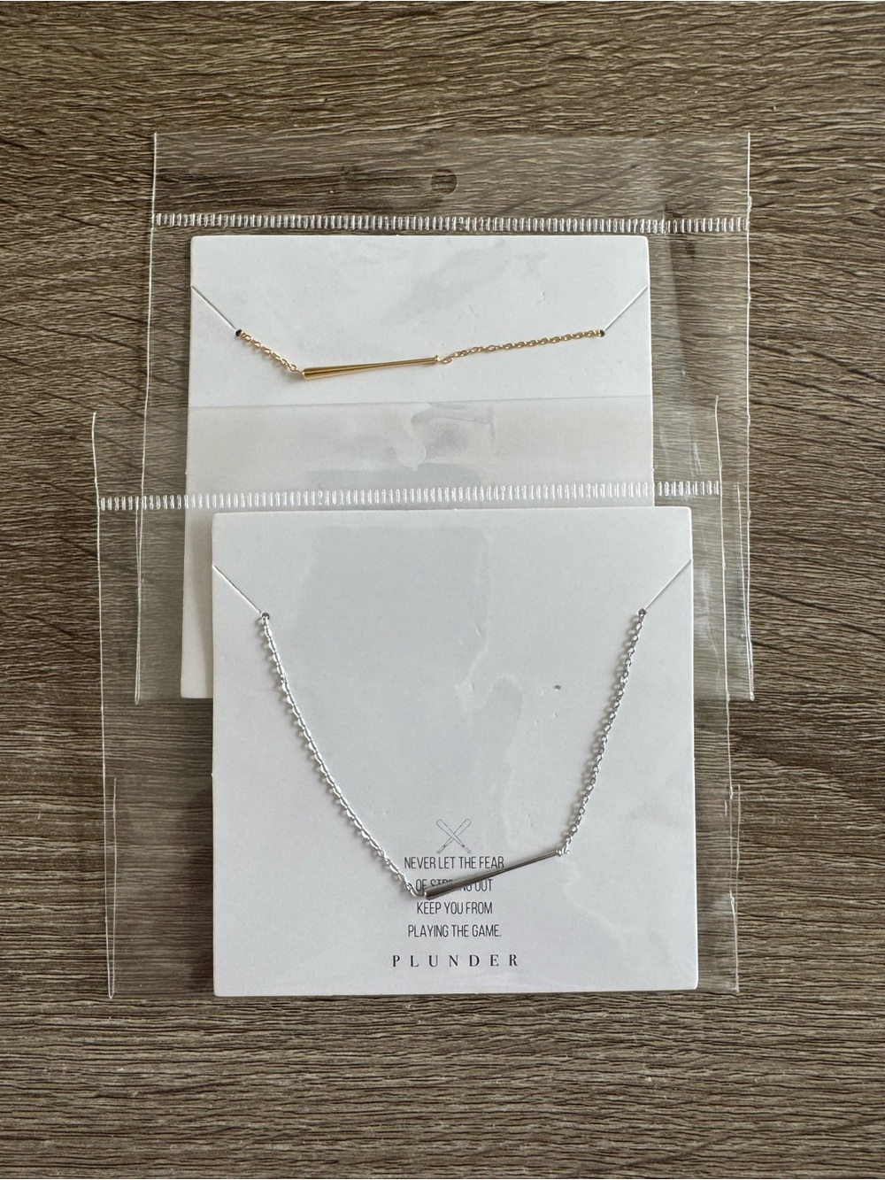 Plunder Gold and Silver Baseball Bat Necklace
